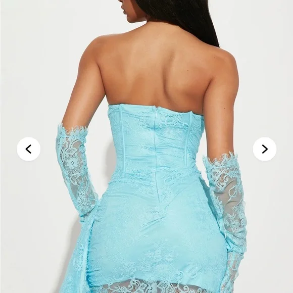 Elegant Blue Lace Corset Dress - Picture 3 of 4